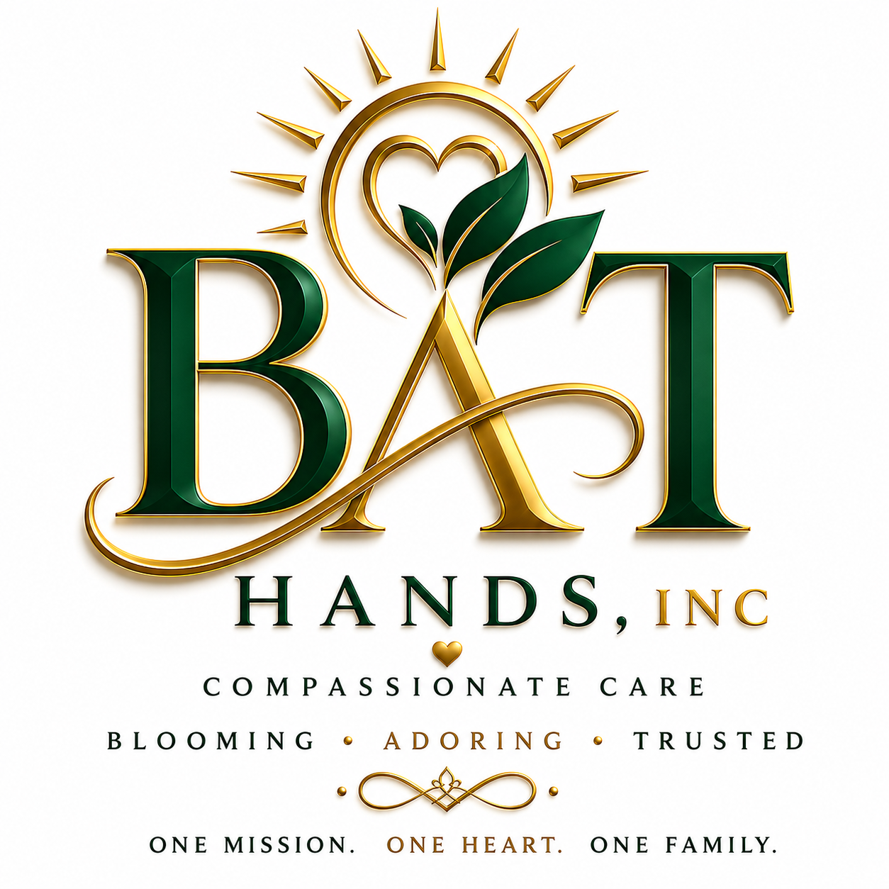 BAT Hands, Inc. logo — Blooming, Adoring, Trusted compassionate care